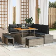 vidaXL Conjunto de Sofá de Jardim 8 Peças com Almofadas Cinza em Rattan Sintético
