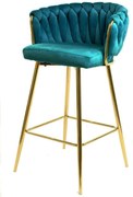 Conjunto de 4 Bancos KING – 57x44x95 cm – Metal Cromo Dourado e Tecido