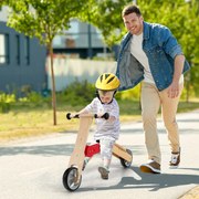 Bicicleta sem pedais conversível infantil 2 em 1 Assento amovível com barras de apoio antiderrapante Rodas EVA Baixo Ruído 96 x 38 x 58 cm Vermelho