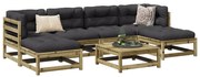 vidaXL 7 pcs conjunto sofás de jardim c/ almofadões pinho impregnado