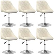 vidaXL Cadeiras de jantar giratórias 6 pcs veludo cor creme
