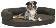 vidaXL Cama p/ cães ergonómica 75x53cm aspeto linho cinzento-escuro