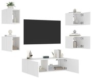vidaXL 5 pcs móveis de parede para TV com luzes LED branco