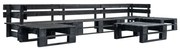 vidaXL Sofás de paletes para jardim 6 pcs madeira preto