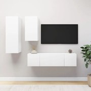 vidaXL 4 pcs conjunto de móveis de TV derivados de madeira branco