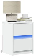 Mesa de cabeceira com luzes LED derivados de madeira branco