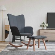vidaXL Cadeira de baloiço com banco PVC e veludo cinzento-escuro