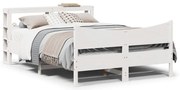 vidaXL Estrutura cama c/ cabeceira 120x190 cm pinho maciço branco