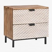 Pack De 2 Mesas De Cabeceira Retangulares 50x35 Cm Em Madeira De Manga Alembe Madeira De Manga - Sklum