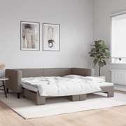 vidaXL Sofá-cama com gavetão 100x200 cm tecido cinzento-acastanhado
