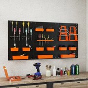 Organizador de parede Ferramentas (Não Incluidas) 120 x 60 x 2 cm com painel perfurado com 9 recipientes  Preto e laranja