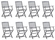 vidaXL Cadeiras de exterior dobráveis 8 pcs madeira de acácia maciça