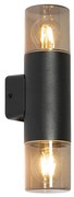 Candeeiro de parede exterior moderno preto 2-luzes IP44 - Odense
