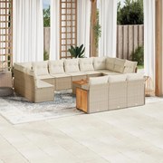 vidaXL 14 pcs conjunto de sofás p/ jardim com almofadões vime PE bege