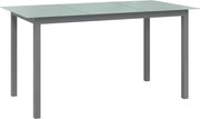 vidaXL Mesa de jardim em alumínio e vidro 150x90x74 cm cinzento-claro