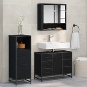 vidaXL Conjunto de Móveis para Banheiro com porta 3 pcs Carvalho Preto