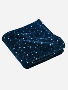 Manta em microfibra, estampado às estrelas, Basics azul escuro estampado