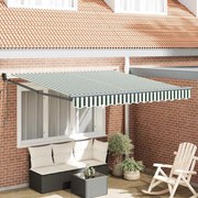 vidaXL Toldo Retrátil Automático Verde e Branco 300x250 cm