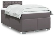 vidaXL Cama boxspring com colchão 120x190 cm couro artificial cinzento