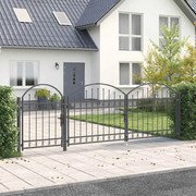 vidaXL Portão de Cerca de Jardim com Topo Arqueado Cinzeto 4 x 1,25 m