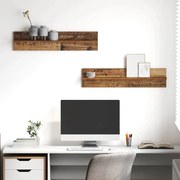 vidaXL Prateleira de Parede 2 pcs Madeira Antiga 80 x 11,5 x 18 cm