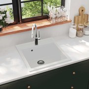vidaXL Lava-louça com 1 cuba granito branco
