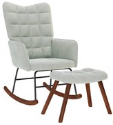 vidaXL Cadeira de balanço com banco em veludo cinza claro