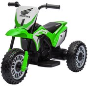 HOMCOM Mota Elétrica com Licença Honda CRF450RL Bateria 6V com Velocidade 3km/h Buzina e Som de Arranque 71x40,5x43,5 cm Verde | Aosom Portugal