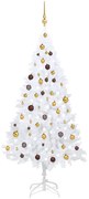 vidaXL Árvore Natal artificial pré-iluminada c/ bolas PVC branco