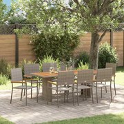 vidaXL Conjunto de Jantar de Jardim com 9 peças em cinza de polirattan