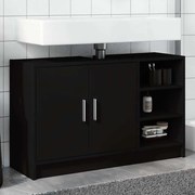 vidaXL Armário de lavatório 90x29x55 cm derivados de madeira preto