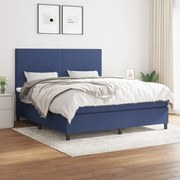 vidaXL Cama com molas/colchão 180x200 cm tecido azul