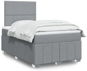 vidaXL Cama com molas/colchão 120x200 cm tecido cinza-claro