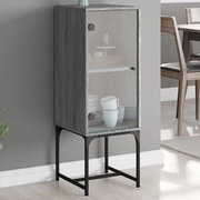 vidaXL Armário de apoio c/ porta de vidro 35x37x100 cm cinza sonoma