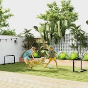 Conjunto de 2 Balizas de Futebol Dobráveis Portáteis com Suporte de Metal e Rede para Treino de Futebol 90x36x60 cm Preto