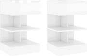 vidaXL Mesas de cabeceira 2 pcs 40x35x65 cm branco brilhante