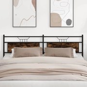 vidaXL Cabeceira de cama 193 cm derivados madeira/aço carvalho fumado