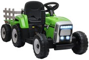 HOMCOM Trator Elétrico com Reboque Amovível com Controlo Remoto Música MP3 Luzes e Cinto de Segurança 136,5x50x52,5 cm Verde