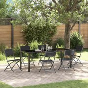 vidaXL Conjunto de Jantar de Jardim com 7 Peças Preto Textilene e Aço