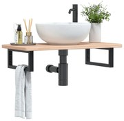 vidaXL Prateleira de parede p/ lavatório aço/madeira carvalho maciça