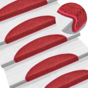 vidaXL Tapetes de escada 15 pcs 56x17x3 cm vermelho bordô