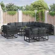 vidaXL Conjunto de Sofá de Jardim 11 pcs Preto 283 x 283 x 71 cm