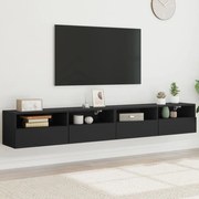 Móveis parede p/ TV 2 pcs 100x30x30 cm derivados madeira preto