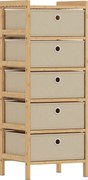 HOMCOM Cómoda com 5 Gavetas em Tecido, Estrutura de Bambu, Ideal para Espaços Pequenos, Creme e Madeira | Aosom Portugal