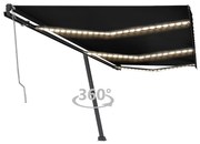 Toldo automático com LED e sensor de vento 600x350 cm antracite