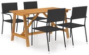 vidaXL 5 pcs conjunto de jantar para jardim preto