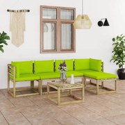 6 pcs conjunto lounge de jardim com almofadões pinho impregnado