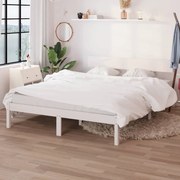 Estrutura de cama 160x200 cm pinho maciço branco