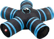 vidaXL Túnel para gatos 5 vias 25 cm poliéster preto e azul