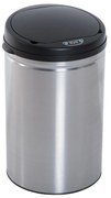 HOMCOM Balde de Lixo Inteligente de Aço Inoxidável 30L com Sensor Infravermelho de Abertura Automática Ø30,5x51,5cm Prata e Preto